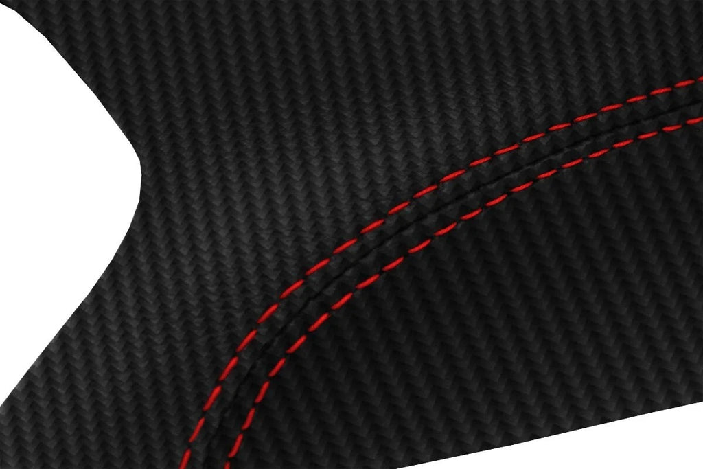 Console Lid Armrest Cover for Dodge Journey (2011–2018) Carbon Fiber Red Stitch