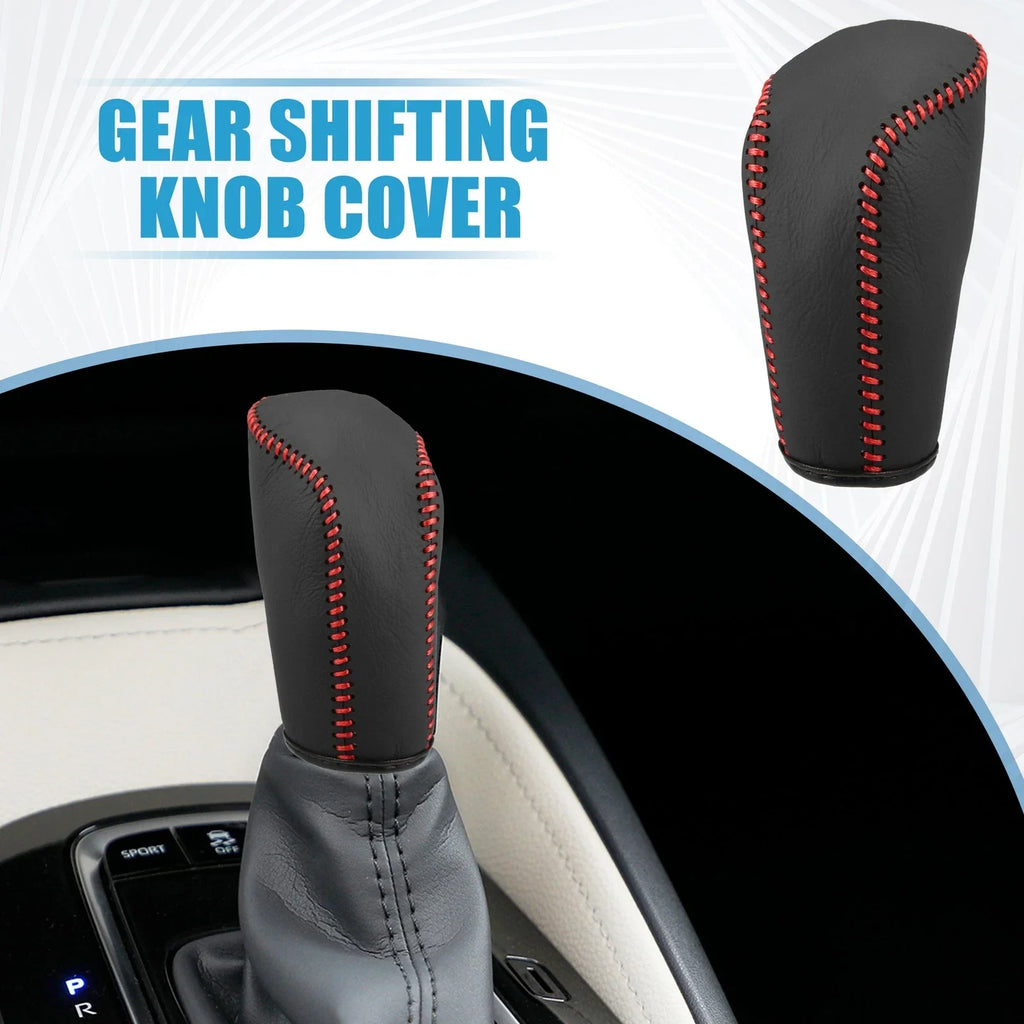 Gear Shifting Knob Cover for Hyundai Verna 2010-2014 Faux Leather Black Red