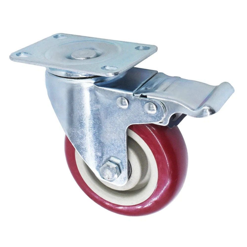 Set of 4 Locking Caster Wheels with Brake 4 Inch Swivel Plate