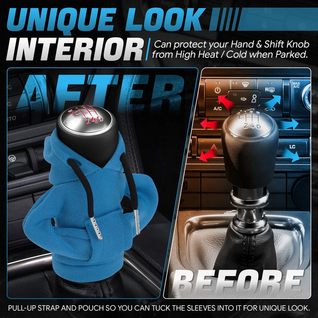 5.2" Blue Woven Nylon Washable Gear Shift Knob Mini Hoodie Universal