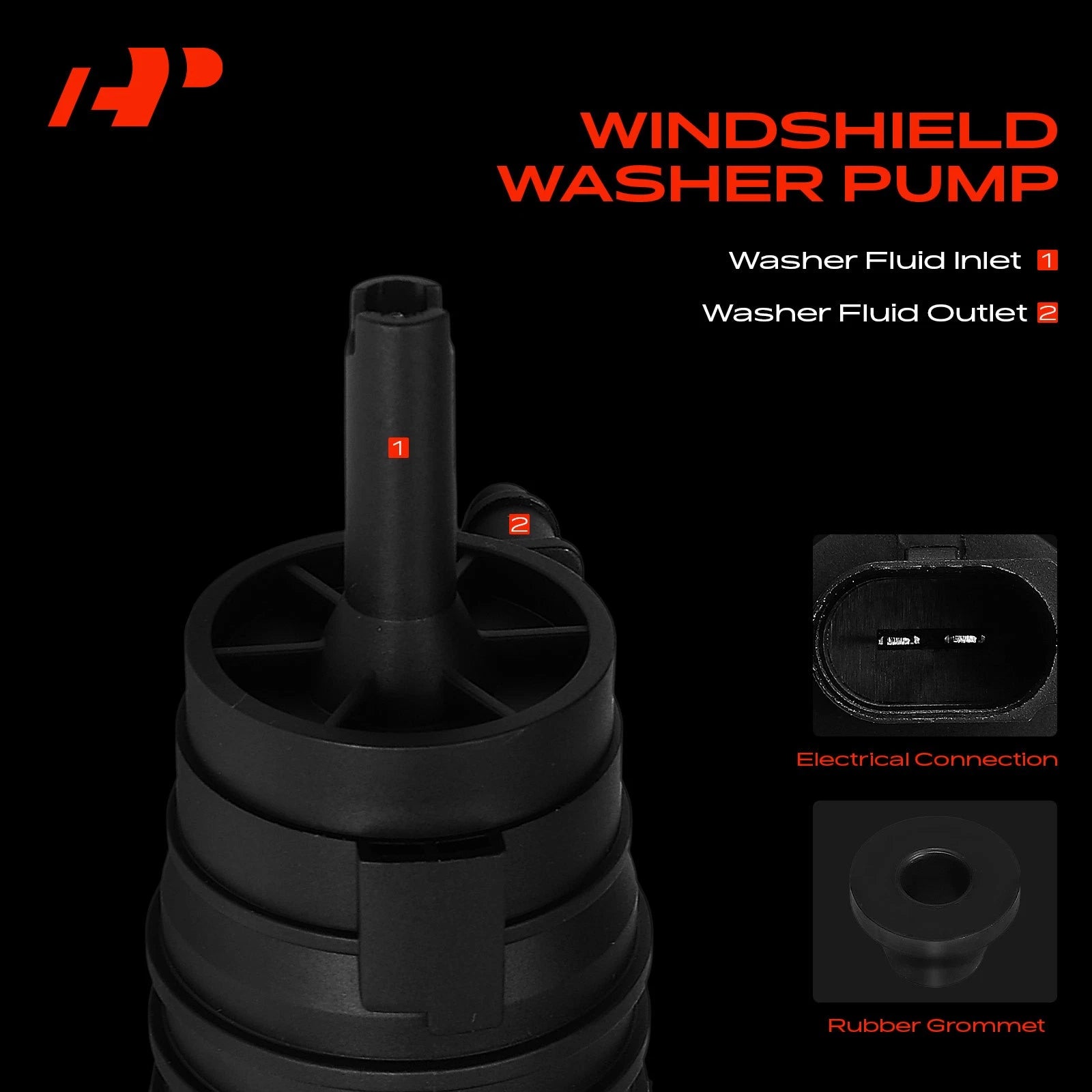 Windshield Washer Pump with Rubber Grommet for BMW Buick