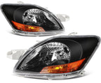 2X Headlight Assembly for Toyota Yaris (2007–2011) - Black Amber