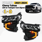LED Headlight Set for Chevy Tahoe (2021–2024) w/ Halogen Turn Signal