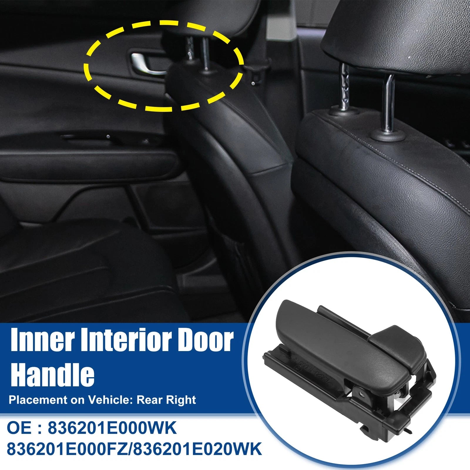 Rear Right Inner Door Handle for Hyundai Accent (No. 836201E000WK)