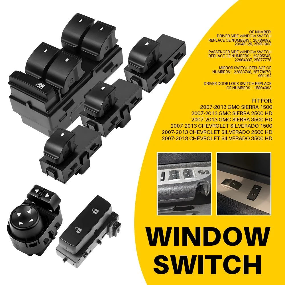 Window Switch for GMC Sierra, Chevy Silverado (2007–2013) EXV