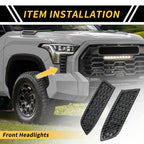 Set of 2 Carbon Fiber Pattern Headlights Grille Vent Cover for Toyota Tacoma (2016–2023)