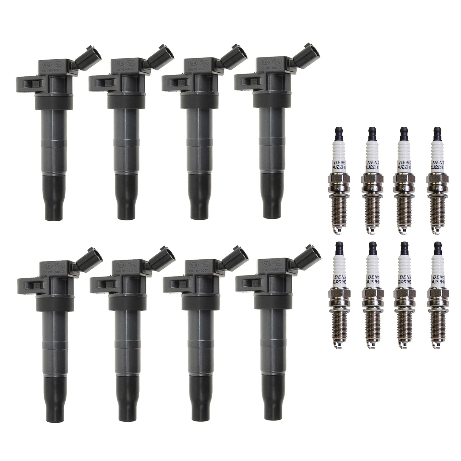 Set of 8 Ignition Coils & 8 U-Groove Spark Plugs for Hyundai Kia (5.0 V8)