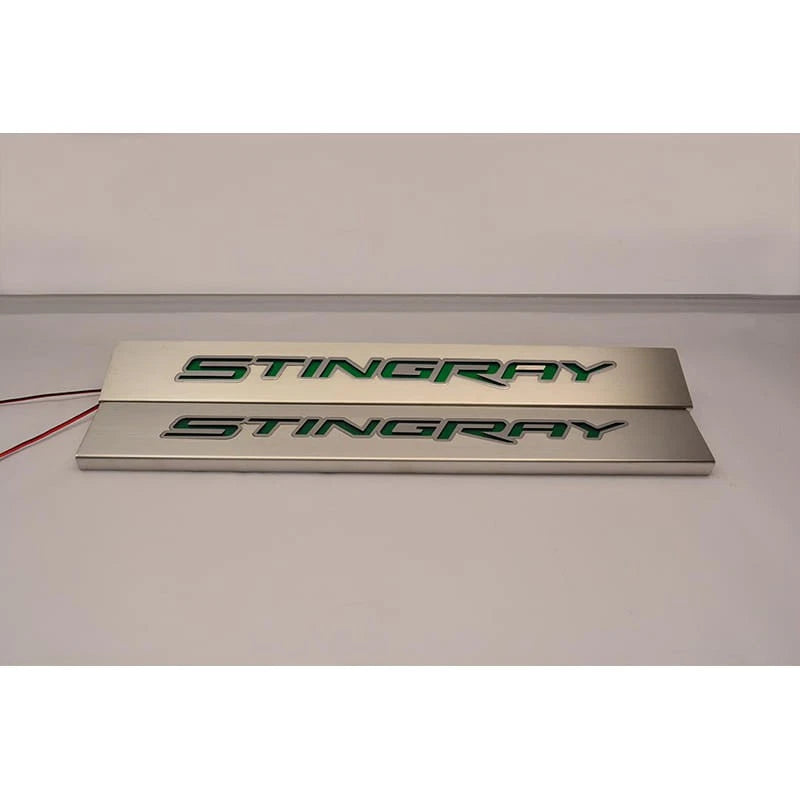 Door Sill Kit Replacement with Green LED for Chevrolet Corvette (2014–2019)