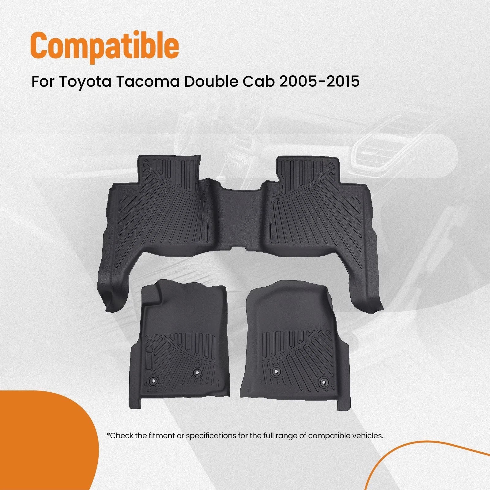 Set of 4 Anti-Slip Floor Mats Liner for Toyota Tacoma Double Cab (2005–2015)