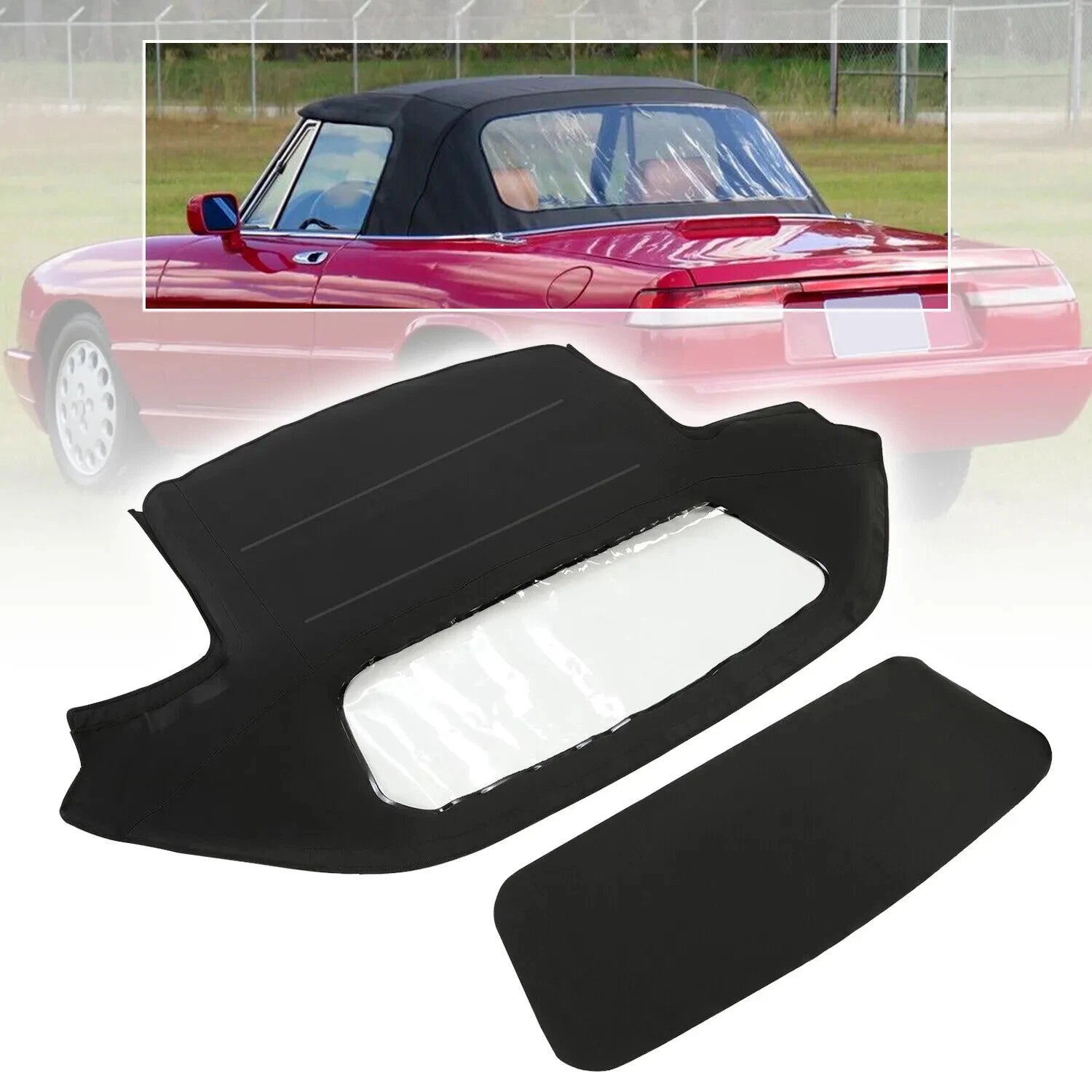 Convertible Soft Top for Alfa Romeo Spider (1971–1994) Black Vinyl