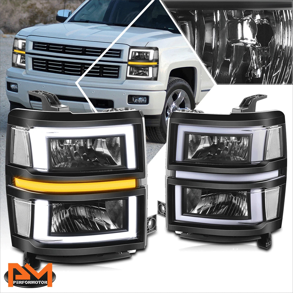 Square LED DRL Sequential Turn Headlights for Silverado 1500 (2014–2015)