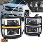 Square LED DRL Sequential Turn Headlights for Silverado 1500 (2014–2015)