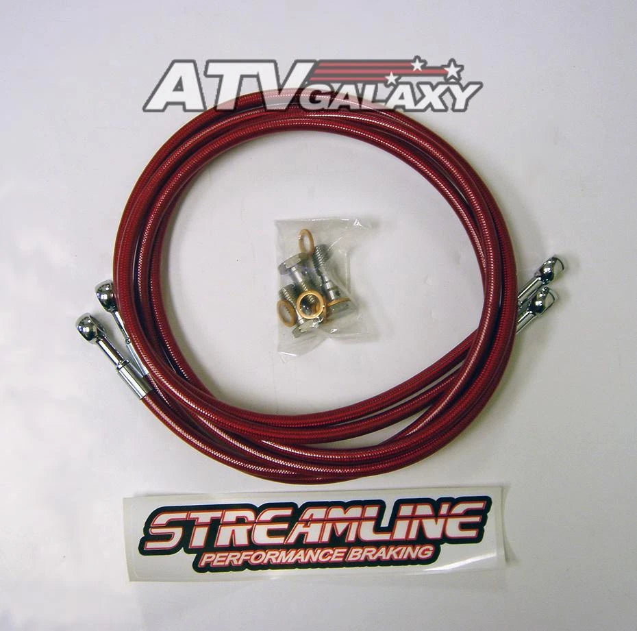 2X Front Brake Line Kit for Racing ATV (Fits All) - 54" Dual, Red