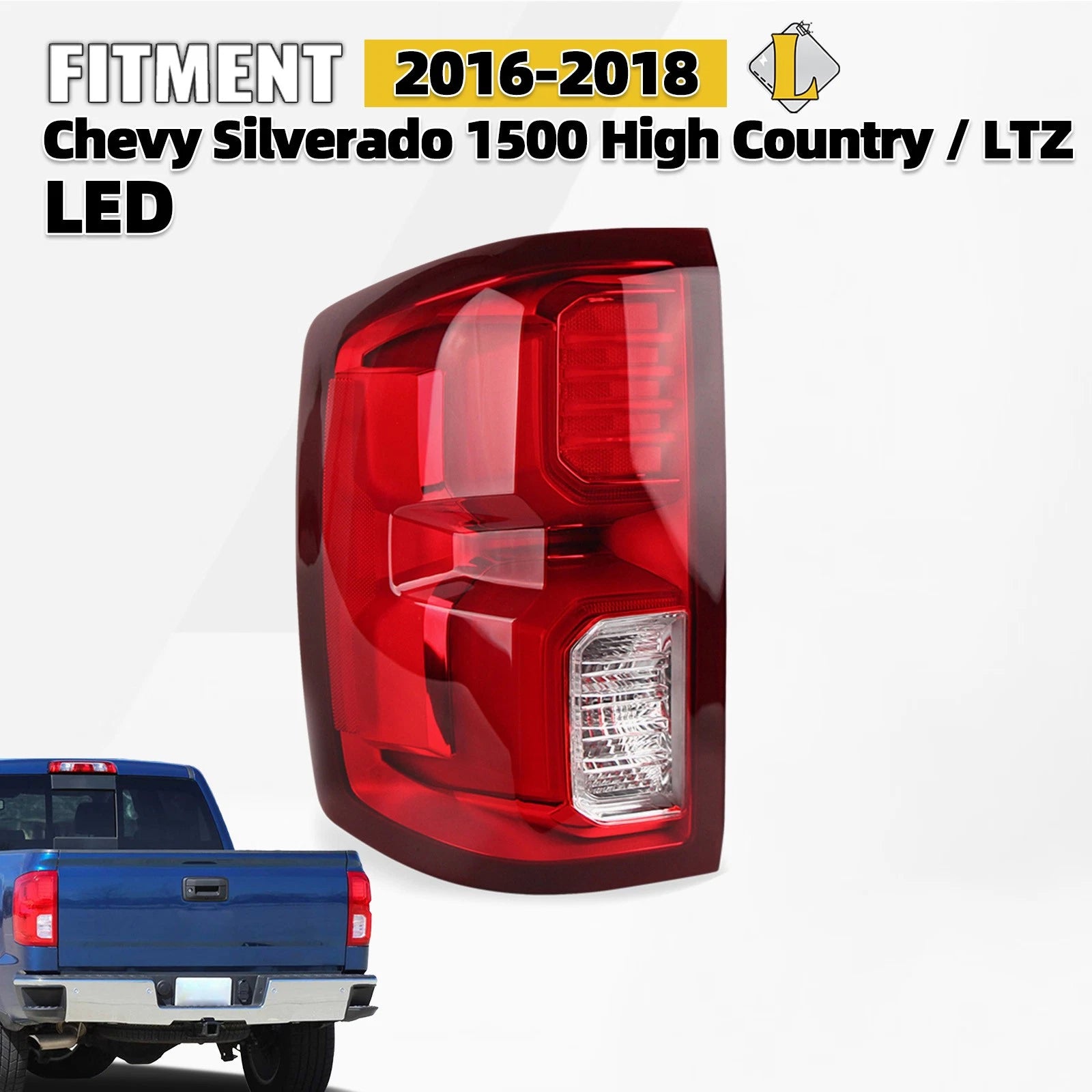 LED Tail Light Left Driver for Chevy Silverado 1500 High Country / LTZ (2016–2018)
