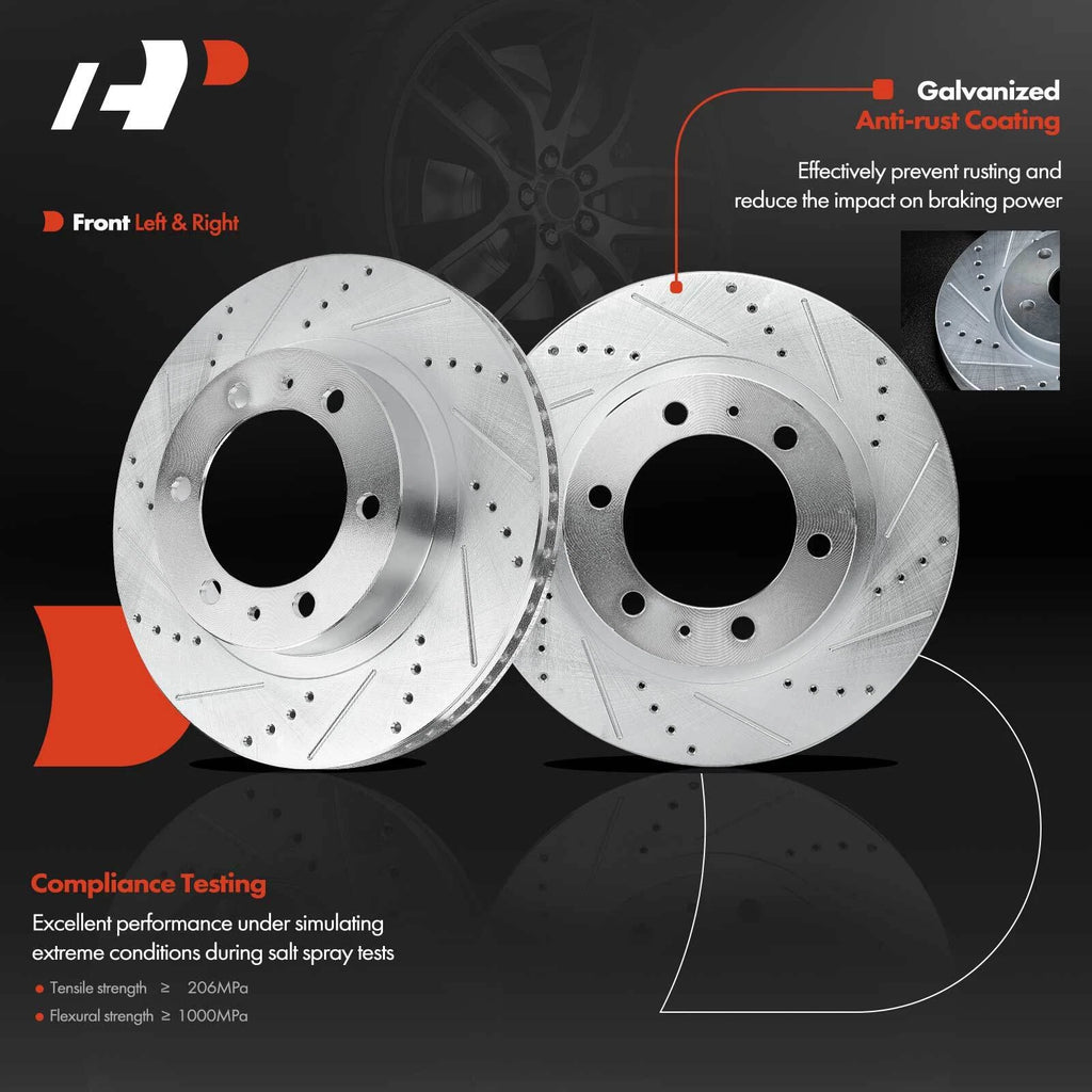 Front Drilled Brake Rotors & Ceramic Pads for Toyota Tacoma (2005–2021)