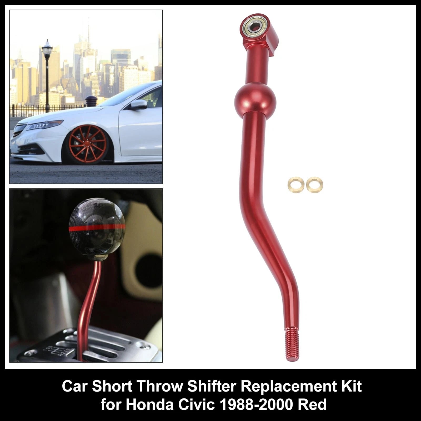 Dual Bend Short Throw Shifter Extension Rod for Honda Civic (1988–2000) Red