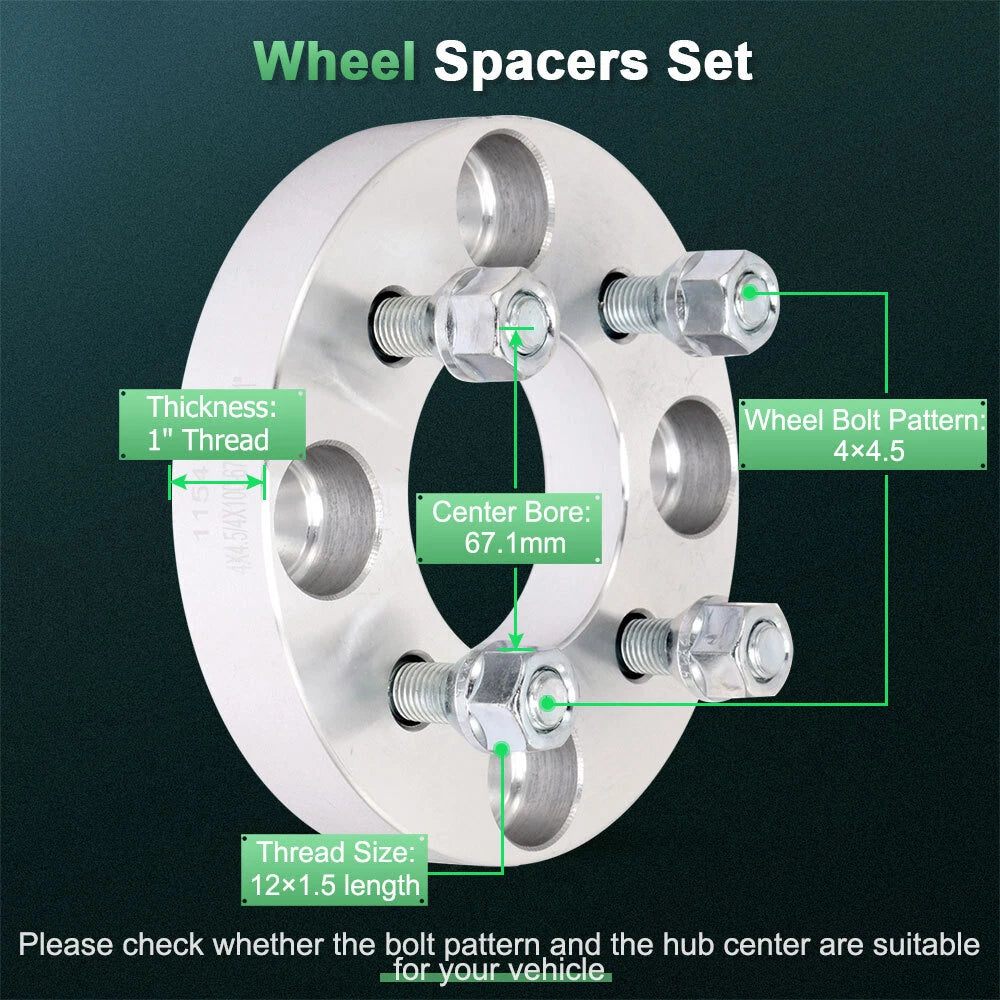 Set of 4 Wheel Spacers Adapter 1" 4x114.3 to 4x100 for Nissan Cube Sentra (2009–2014)