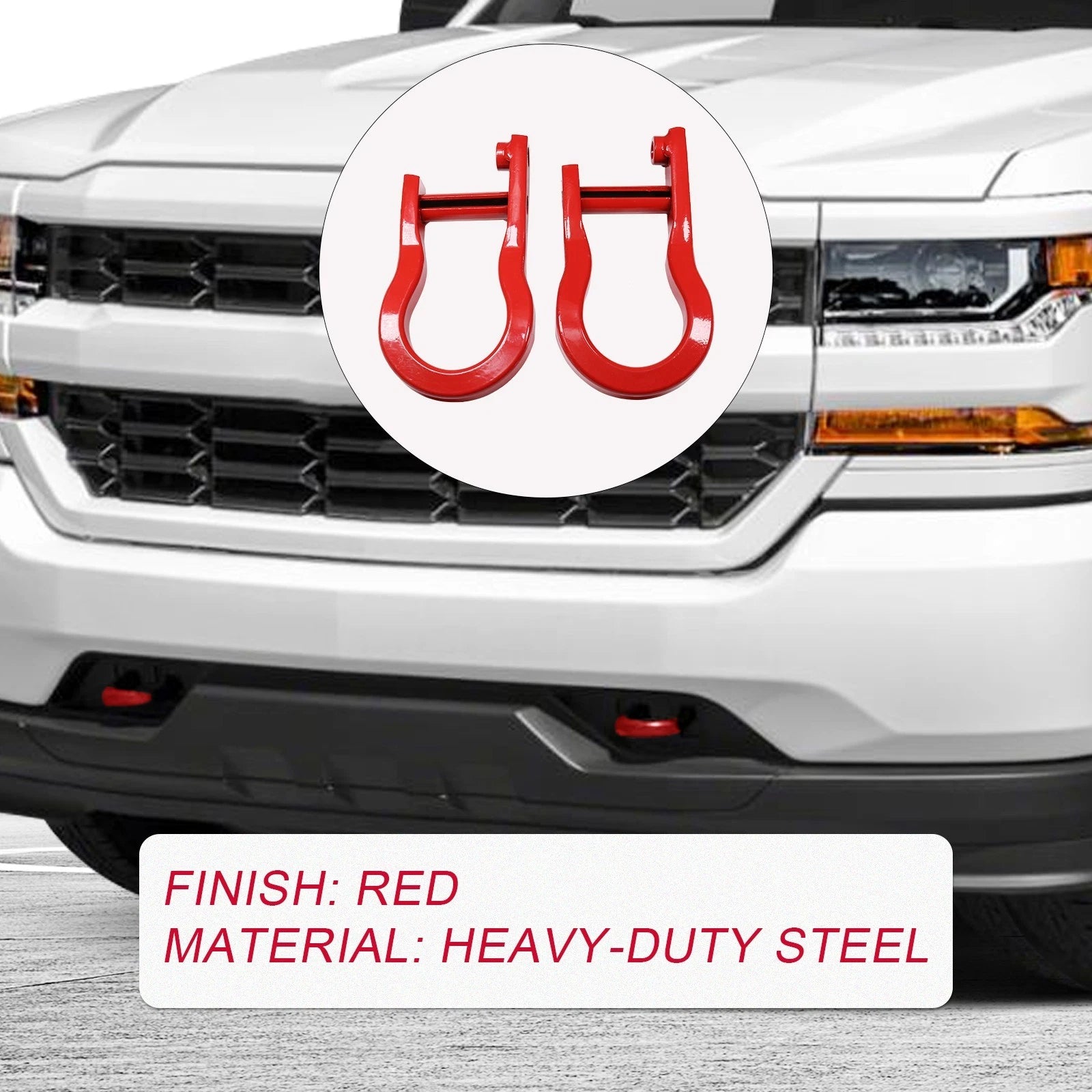 Front Bumper Tow Hook Shackles for Chevy Silverado 1500 (2007-2018)