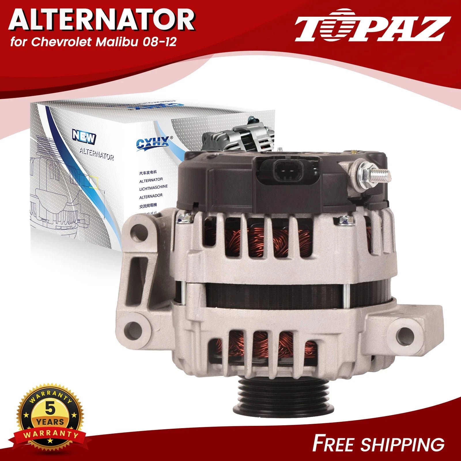 Alternator for Chevrolet Malibu, Cobalt, Pontiac G5, Saturn Vue, Aura (2008–2012)