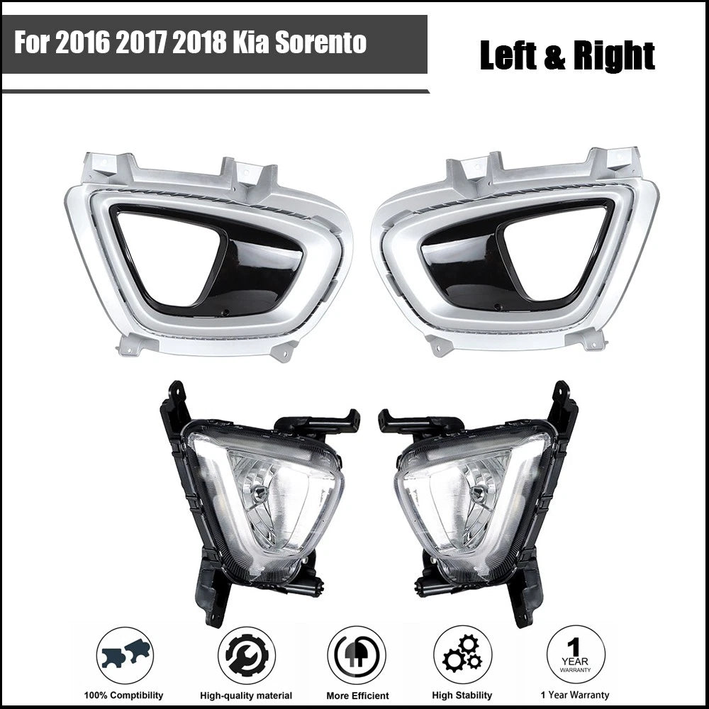 Set of 4 Fog Light Bezels for Kia Sorento (2016â2018)