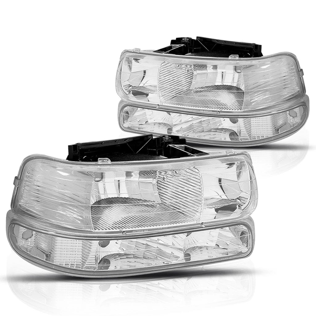 Bumper Headlight Lamp Clear Side Chrome for Chevy Silverado/Suburban (1999–2006)