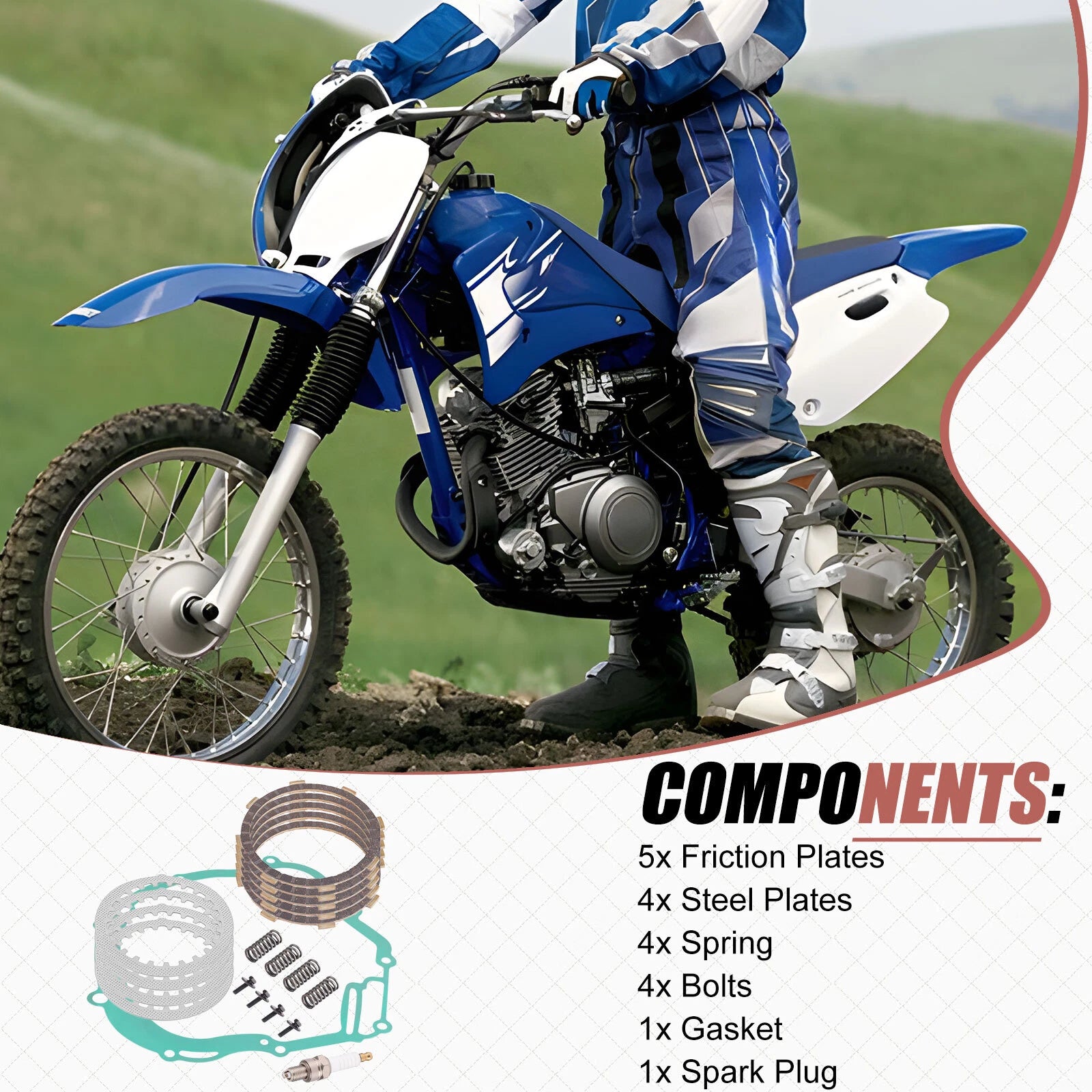 Clutch Friction Steel Plates Kit for Yamaha TTR125 (2000–2004)
