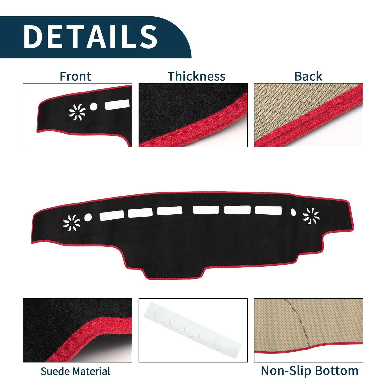 Dashboard Cover Mat for Suzuki Every DA17W DA17V (2015–2023) Black Red