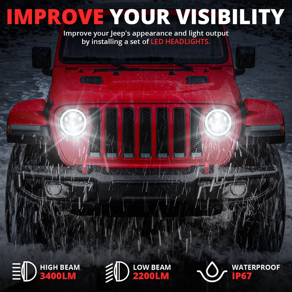 Switchback LED Turn Signal Projector Headlights for Jeep Wrangler JK (2007–2018)