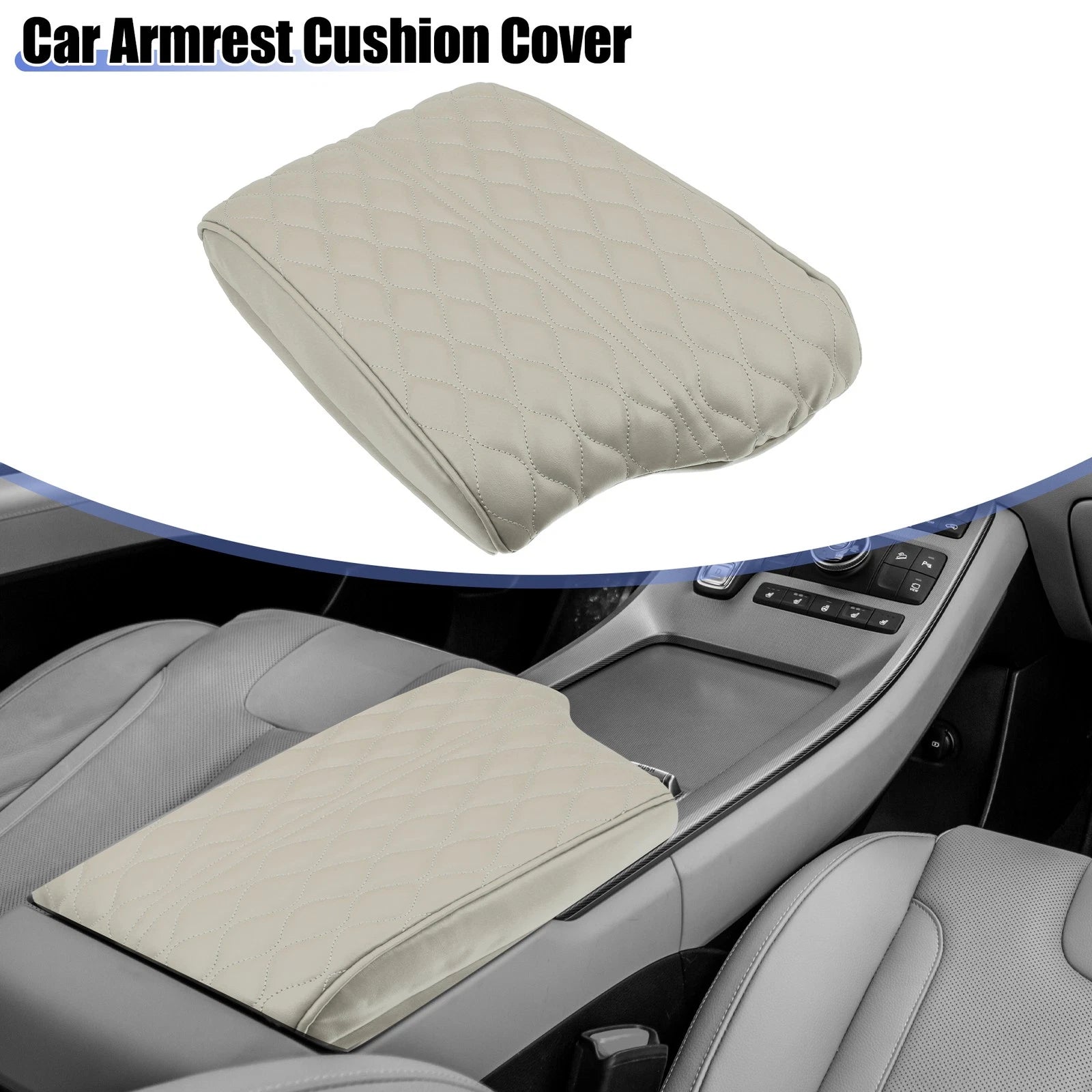 Armrest Cushion Cover for Hyundai Palisade (2020–2022) Beige Faux Leather