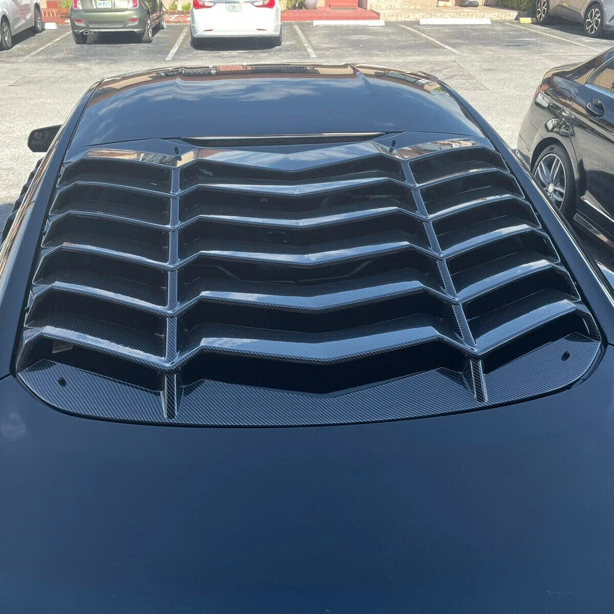 Rear Window Louver Cover Sun Shade for Ford Mustang (2015–2023) Carbon Fiber