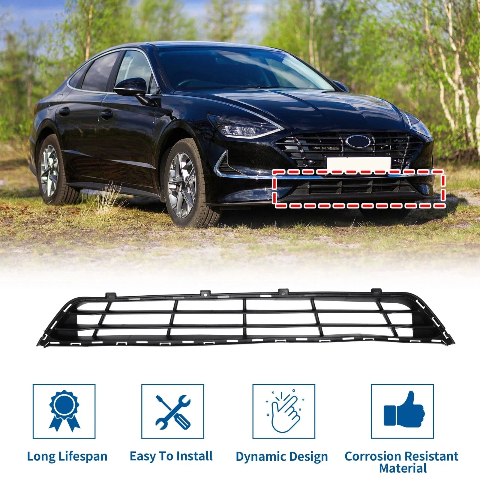 Lower Grille Front Bumper Grille for Hyundai Sonata (2018-2019)