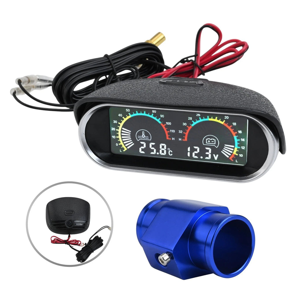 34MM LCD Digital Gauge Kit for Car Voltage and Temp Monitoring
