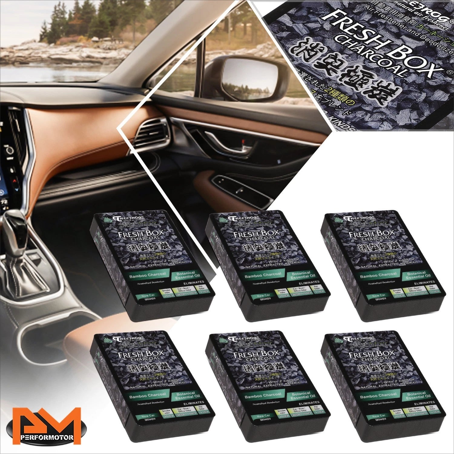 6x Bamboo Charcoal & Essential Oil Car Air Freshener for Universal Use