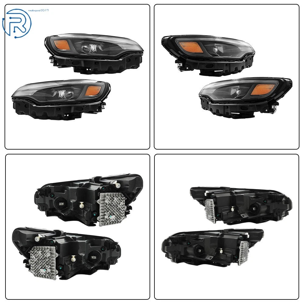 2X LED Headlights for Jeep Cherokee (2019-2022) Black W/Ballast