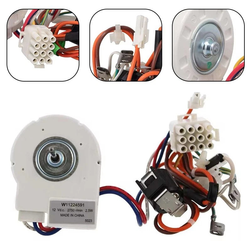 Evaporator Fan Motor W11224591 12V DC 2750 RPM for Refrigerator Repair