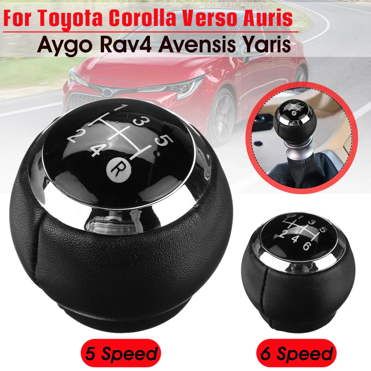 Leather Gear Shift Knob 1x 5/6 Speed for Toyota Corolla Auris Yaris Avensis