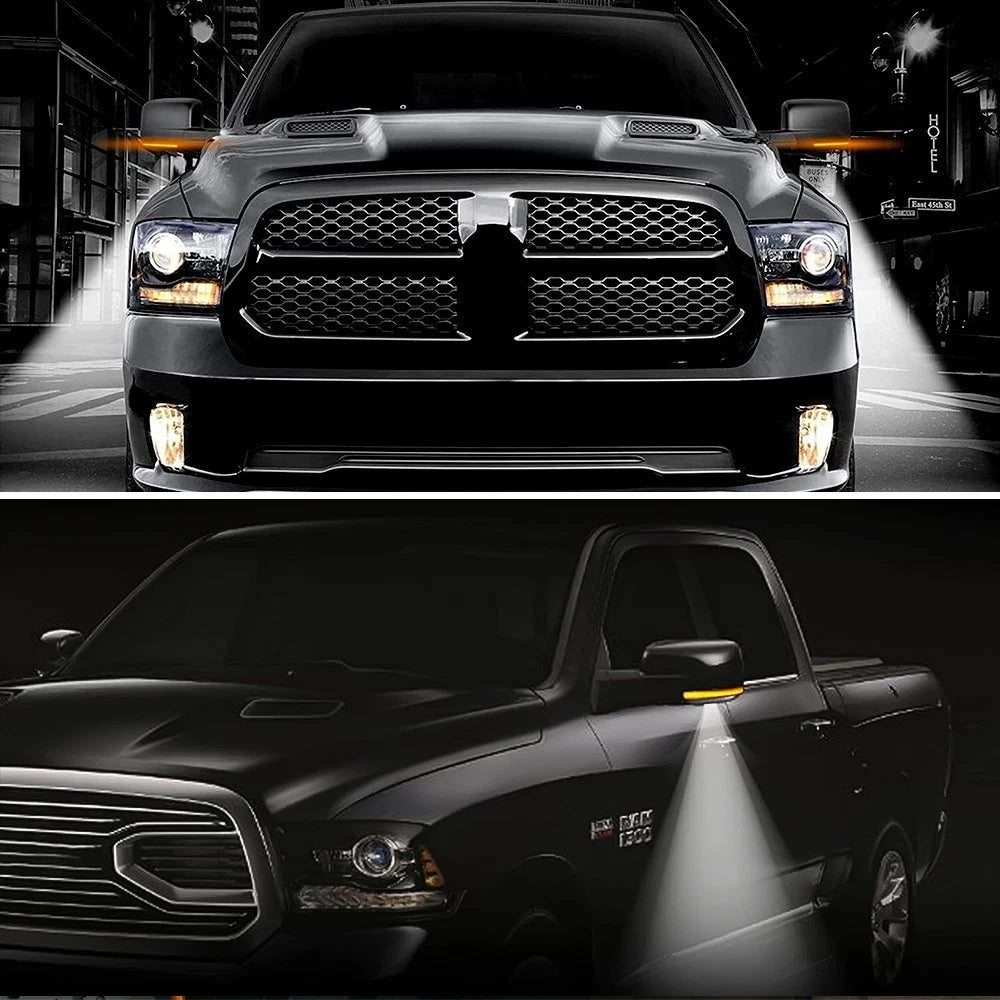 Pair of Sequential LED Mirror Turn Signal Puddle Lights for Ram Dodge 1500 (2009–2018)