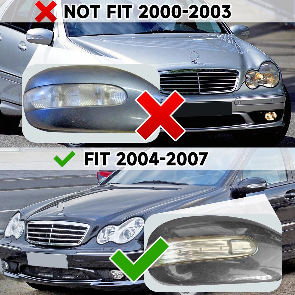 Dynamic LED Side Mirror Turn Signal Light for Benz C-Class W203 S203 (2000–2007)