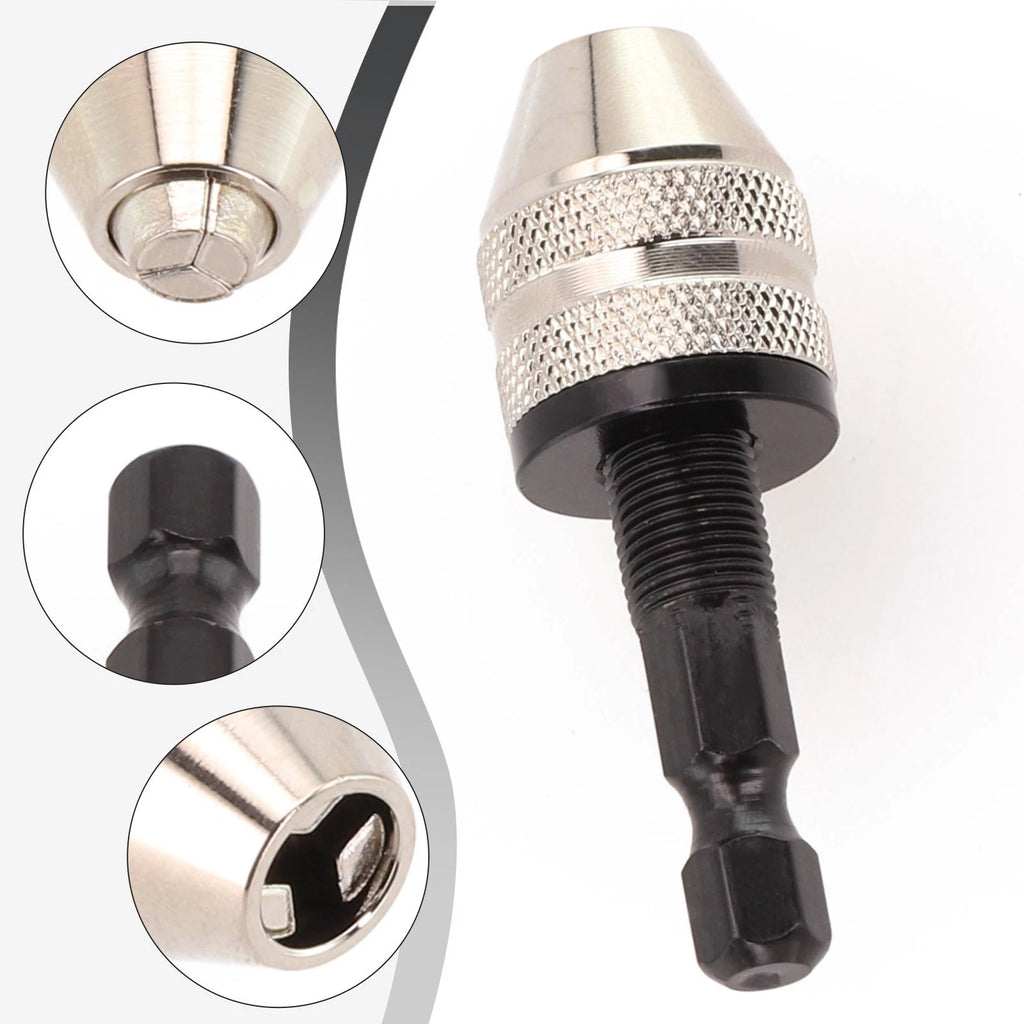 Keyless Chuck Adapter for Quick Drill Bit Changes Hex Shank