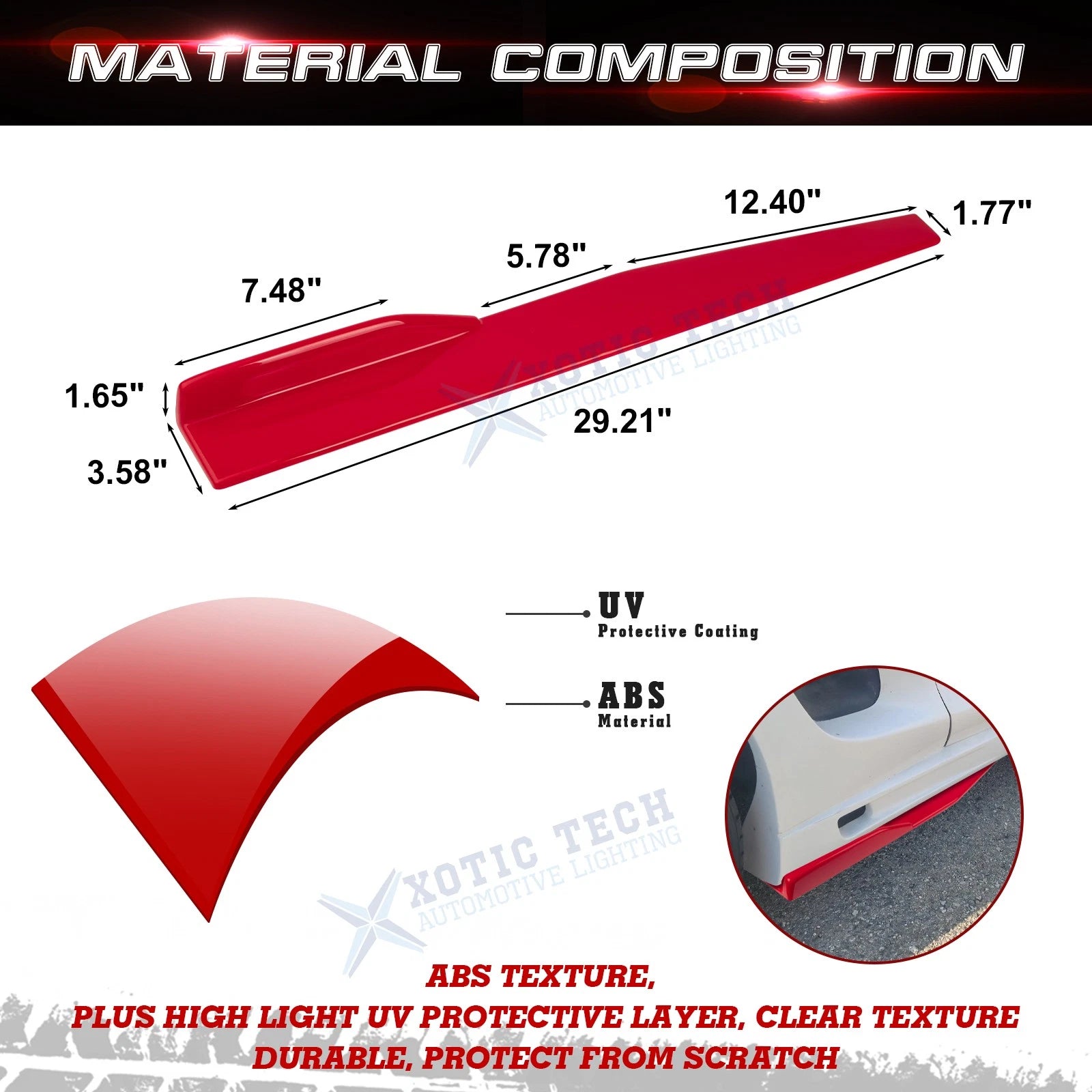 Left/Right 29" Lower Rear Side Skirt Winglets Diffusers Extension (Universal Fit 1990-2024)
