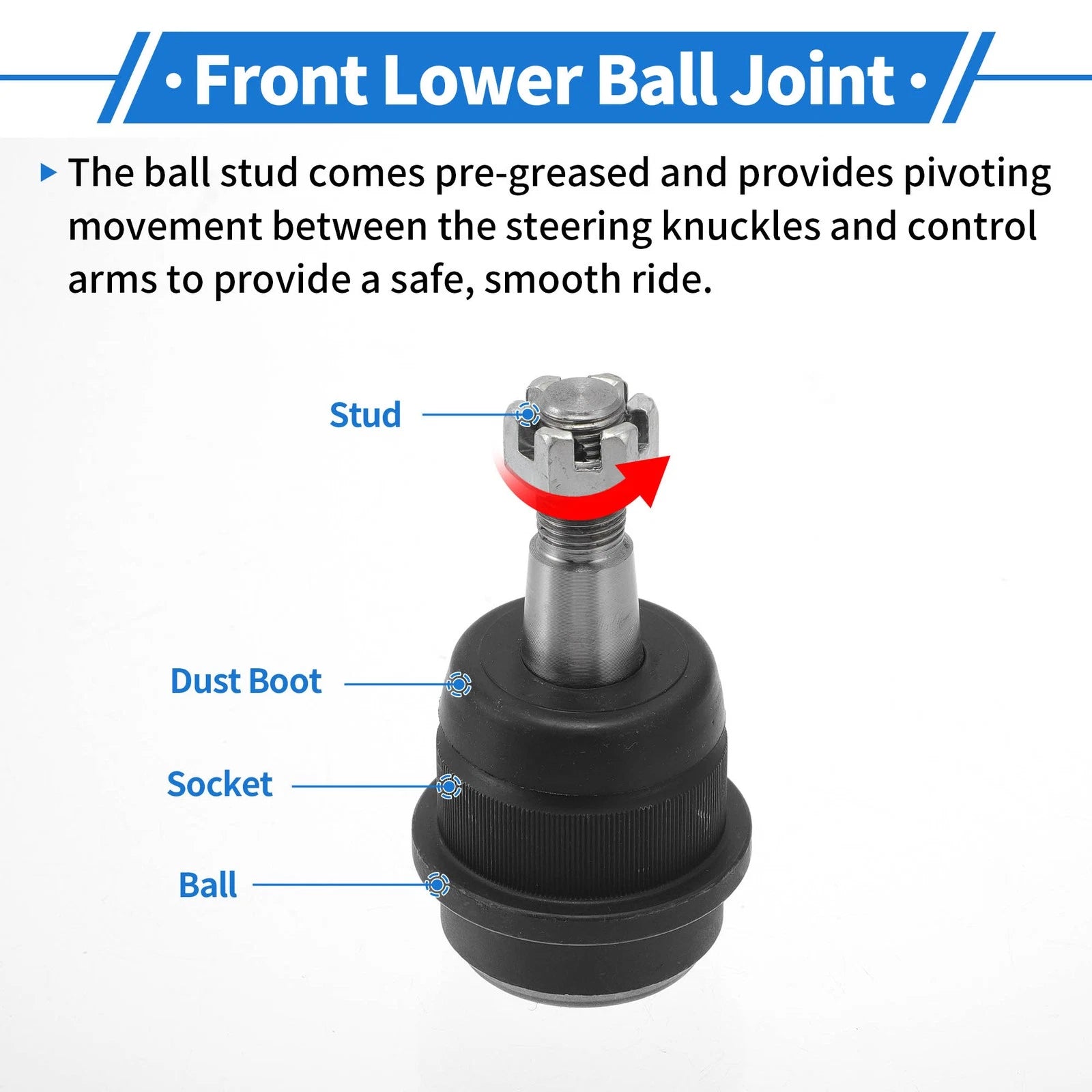 2X Front Lower Ball Joints for Dodge Ram 1500 (1994–2001) No.K3134T/K3185