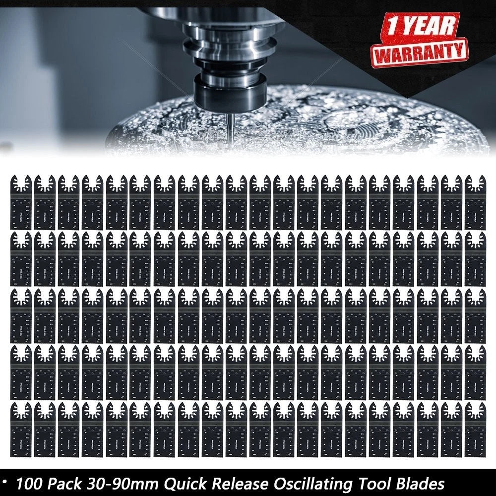 Set of 100 Quick Release Oscillating Tool Blades for Universal Use