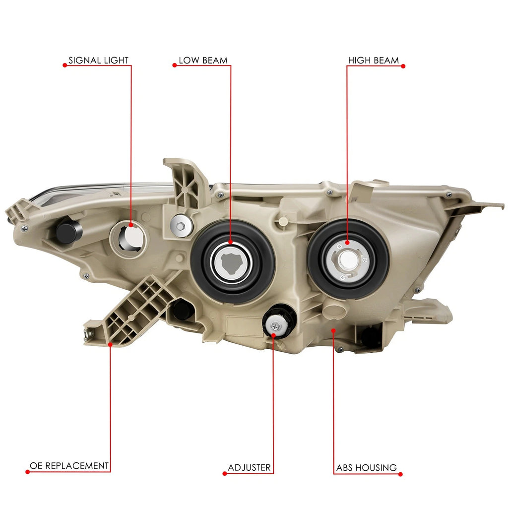 Chrome Amber Projector Headlight Lamp for Toyota Highlander (2011–2013)