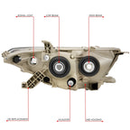 Chrome Amber Projector Headlight Lamp for Toyota Highlander (2011–2013)