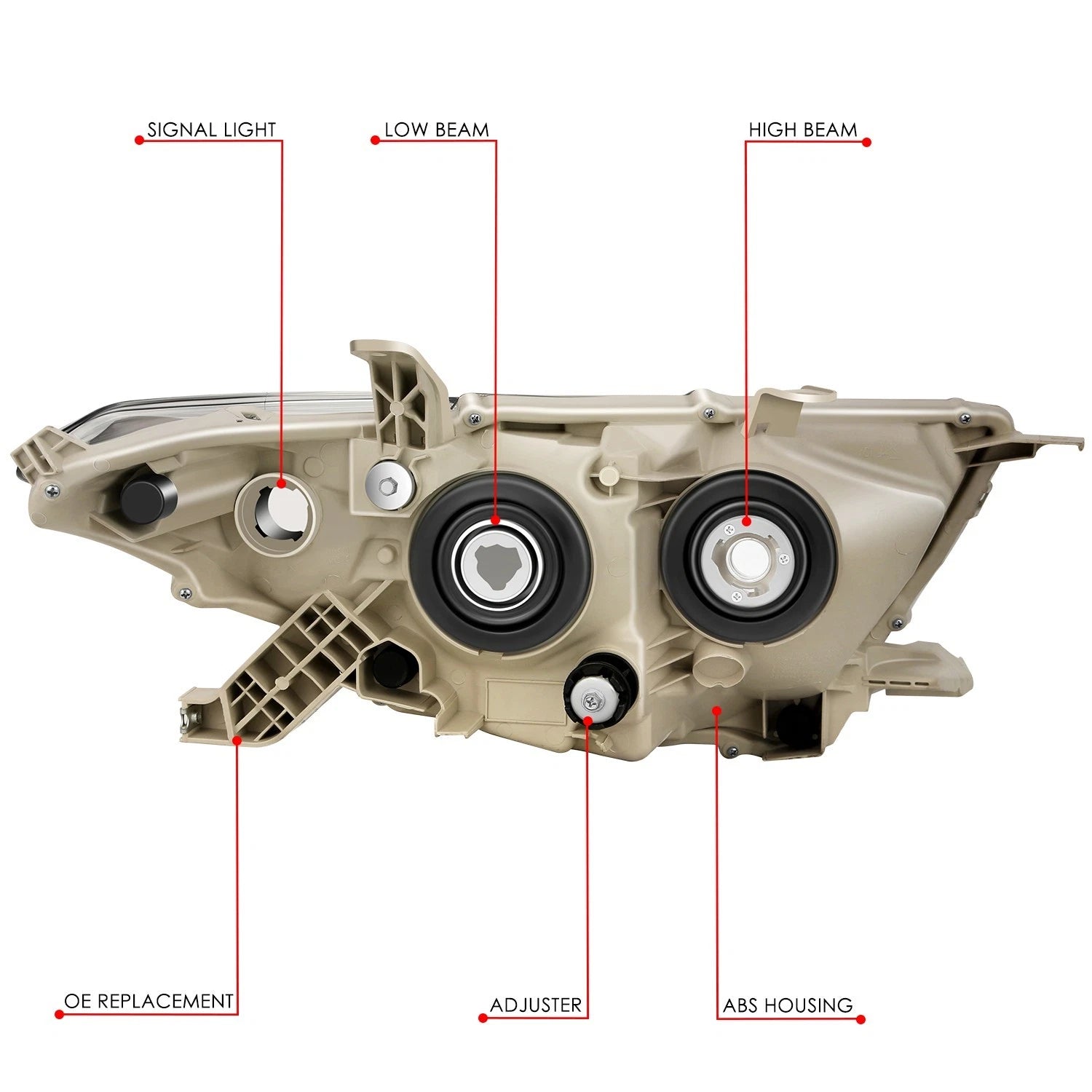Chrome Amber Projector Headlight Lamp for Toyota Highlander (2011–2013)