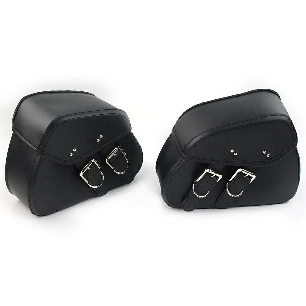Black PU Leather Saddle Bags for Harley Sportster Dyna (2004-2023)