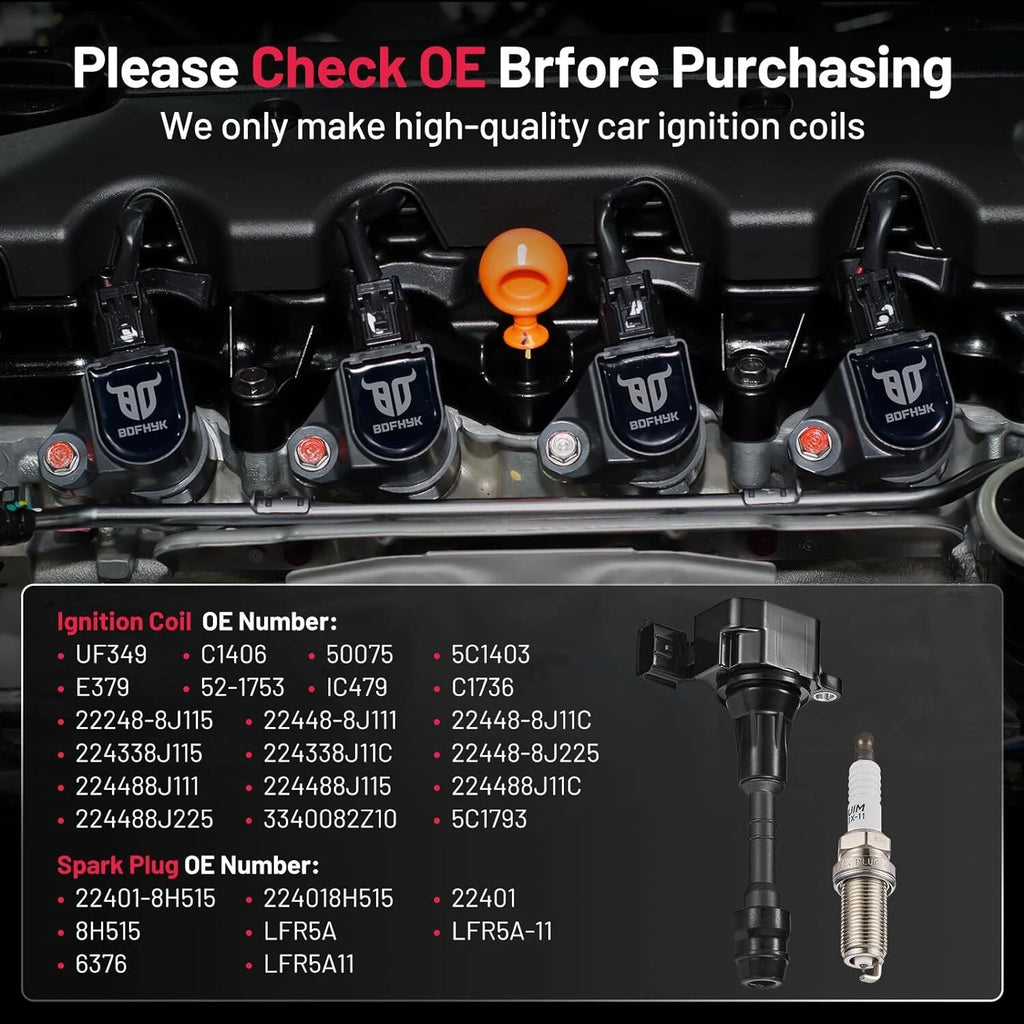 Ignition Coil and Spark Plug Set for 2003-2007 Nissan Murano 3.5L V6