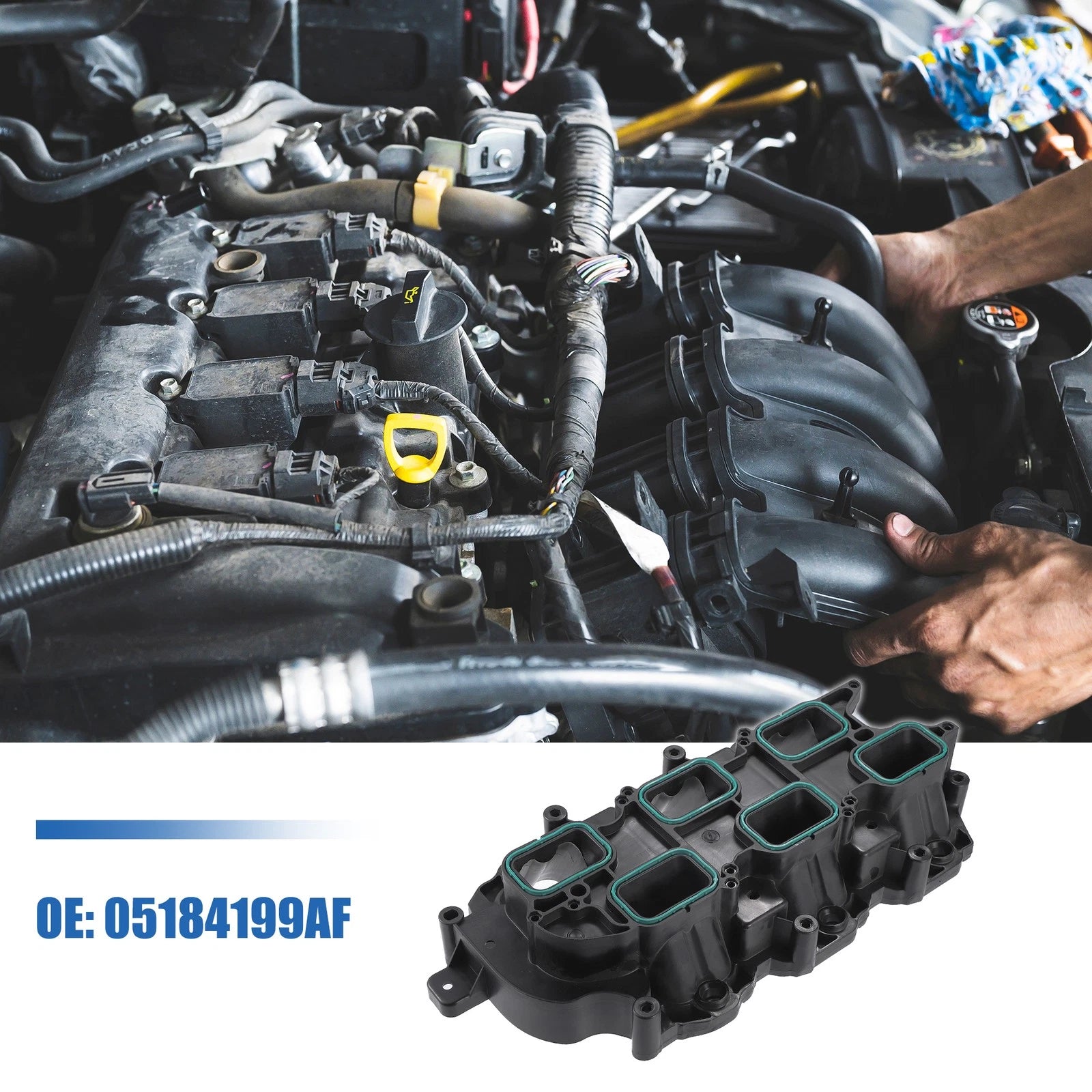Set of 1 Lower Intake Manifold for Jeep Dodge RAM Chrysler (2011–2018) Black