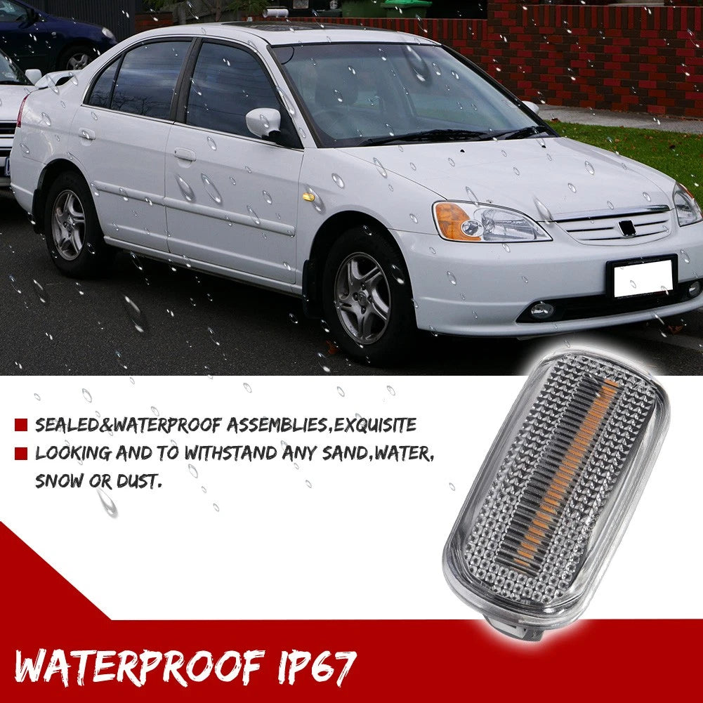Sequential Amber LED Clear Side Marker Lights for Honda Civic, Acura RSX, Integra