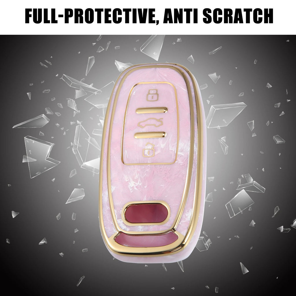 Key Fob Remote Control Cover 3 Button TPU Shell Pink for Audi A6 (2012–2018)